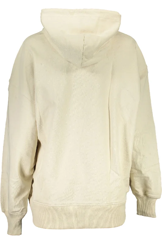 Beige Cotton Women Sweater Silk Blend Satin Velvet