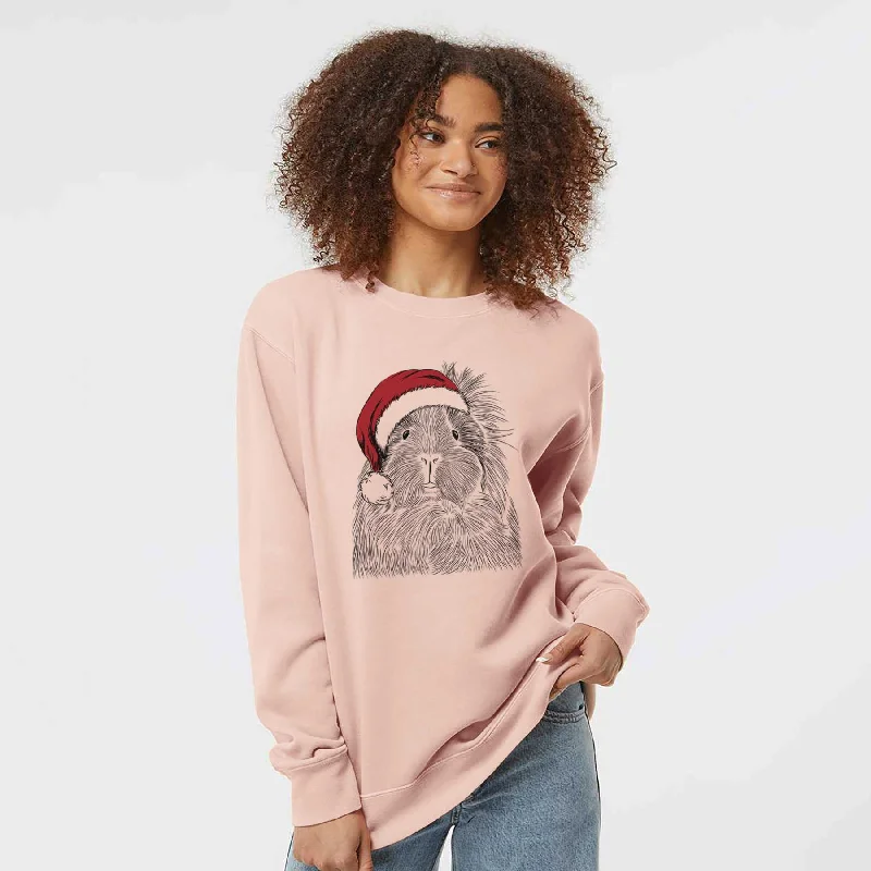 Santa Rhino the Guinea Pig - Unisex Pigment Dyed Crew Sweatshirt Hoodie with Typography Text Message