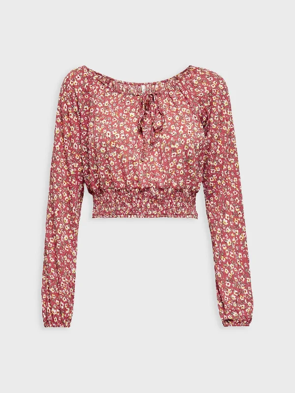 Γυναικείο crop top ONLPELLA L/S BOW TOP JRS 15210007 | 15210007 Knit Fabric Woven Fabric Fleece Fabric