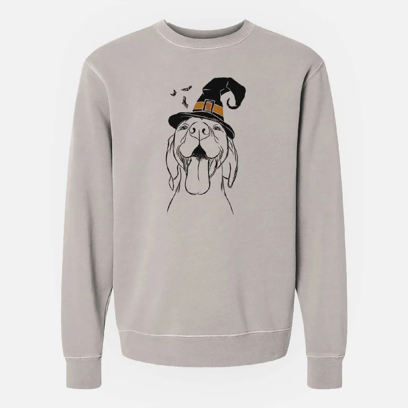 Witch Rhys the Vizsla - Unisex Pigment Dyed Crew Sweatshirt Hoodie Sweatshirt Pullover
