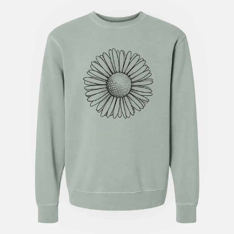 Bellis perennis - The Common Daisy - Unisex Pigment Dyed Crew Sweatshirt Hoodie with Oversized Fit Loose Comfortable