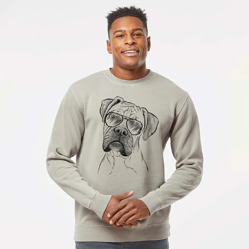 Aviator Reuby the Boxer - Unisex Pigment Dyed Crew Sweatshirt Hoodie with Velcro Closure Adjustable Secure