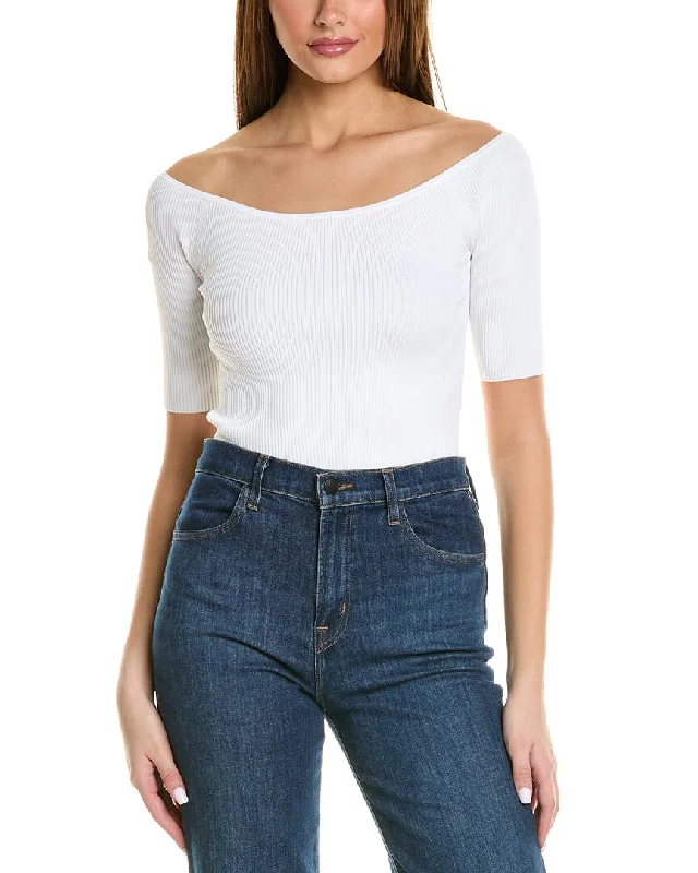 525 America Off-The-Shoulder Crop Top Front Pockets Side Pockets Patch Pockets