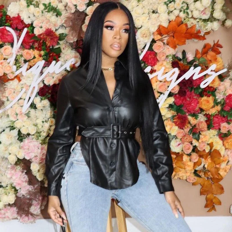 KX-Y21TP442 Ready to ship deep v neck woman black crop tops womens varsity jacket fall leather jackets for women 2021 Wool Fabric Cashmere Fabric Tweed Fabric