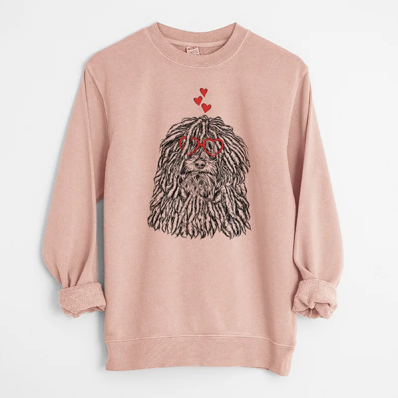 Valentine Rezi the Puli - Unisex Pigment Dyed Crew Sweatshirt Hoodie with Metallic Shiny Futuristic