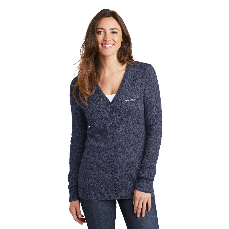 Port Authority Ladies Marled Cardigan Sweater Modern Contemporary Chic