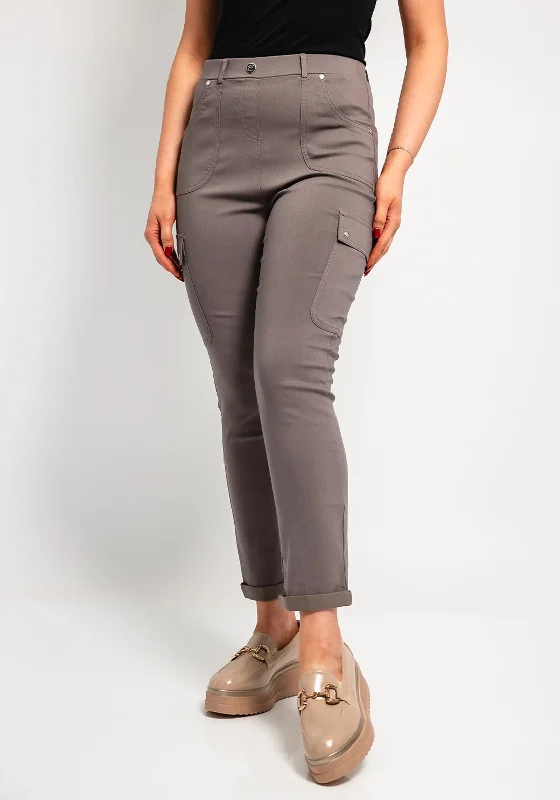 Leon Collection Slim Leg Cargo Trousers, Grey Trousers sophisticated sleek