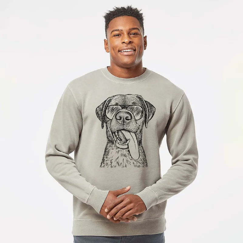 Aviator Reese the Mixed Breed - Unisex Pigment Dyed Crew Sweatshirt Hoodie with Tied Waist Feminine Flattering