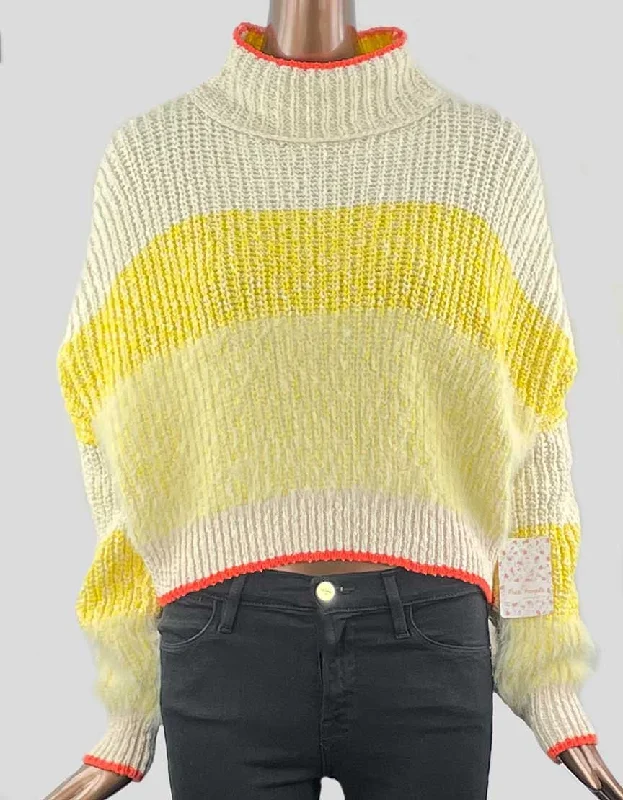 Free People Sunbrite Cotton Blend Sweater Small Silk Blend Satin Velvet