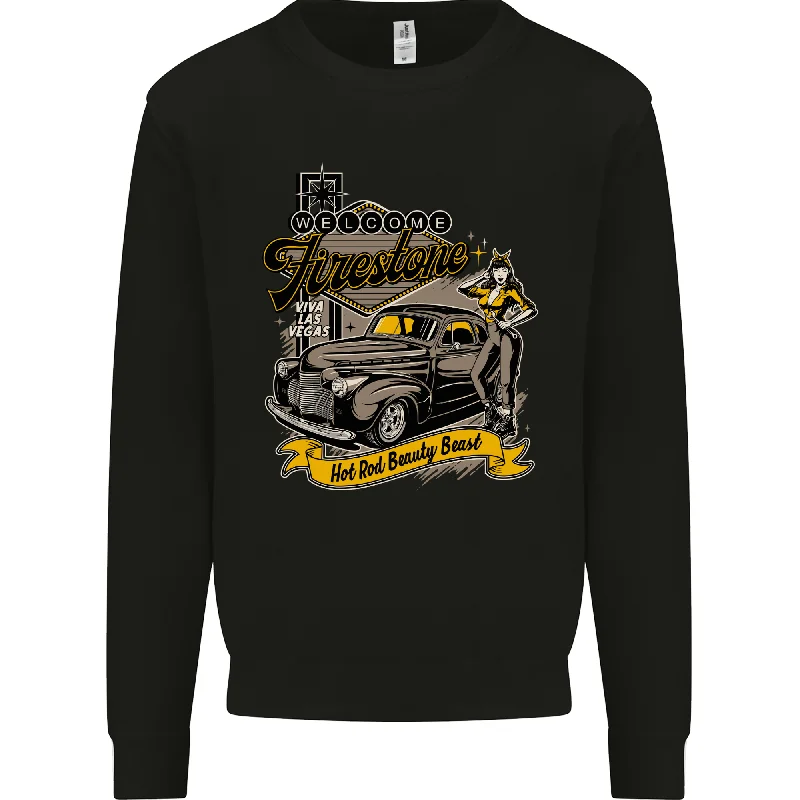 Hot Rod Beauty Beast Las Vegas Mens Sweatshirt Jumper Hoodie with Ribbed Cuffs Snug Fit Comfort