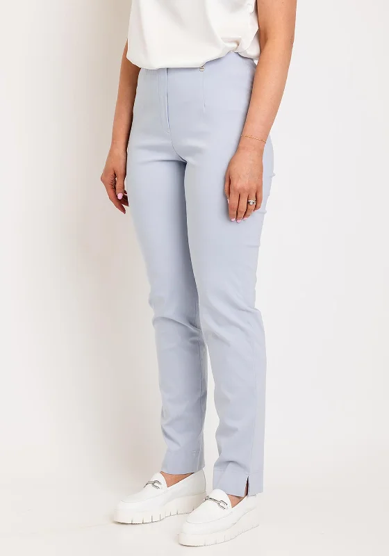 Robell Marie Full Length Slim Leg Trousers, Light Blue Trousers Pleated Formal
