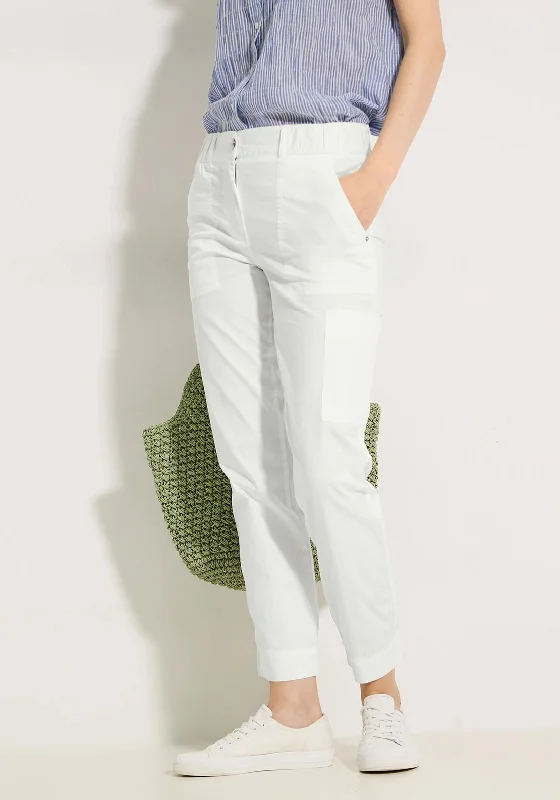 Cecil Cargo Pocket Trousers, White Trousers Spring Floral
