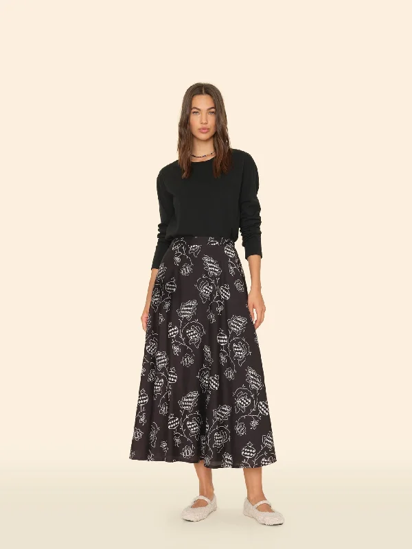 Skirt X7dlp000 Satine Skirt Black-Pom ribbed skirt waist