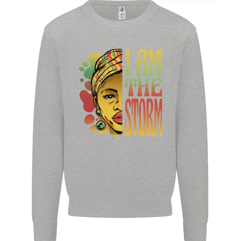 I Am the Storm African Black Lives Matter Mens Sweatshirt Jumper Hoodie with Front Slit Layering Stylish