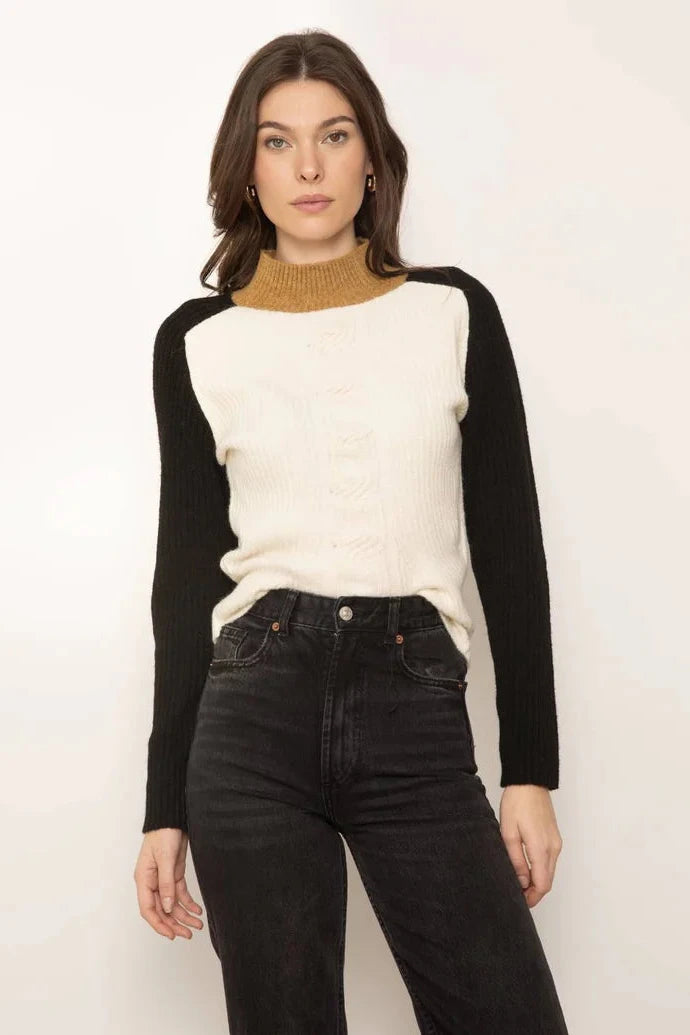 colorblock tneck sweater Neon Metallic Matte