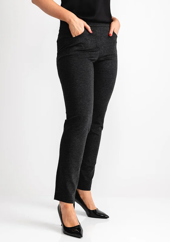 Robell Bella Full Length Comfort Stretch Trousers, Grey Trousers Designer Luxury