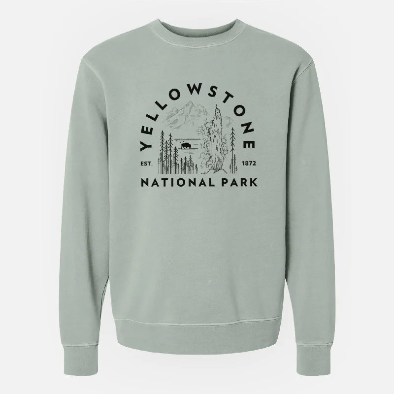 Yellowstone National Park - Unisex Pigment Dyed Crew Sweatshirt Hoodie with Cuffed Sleeves Snug Secure