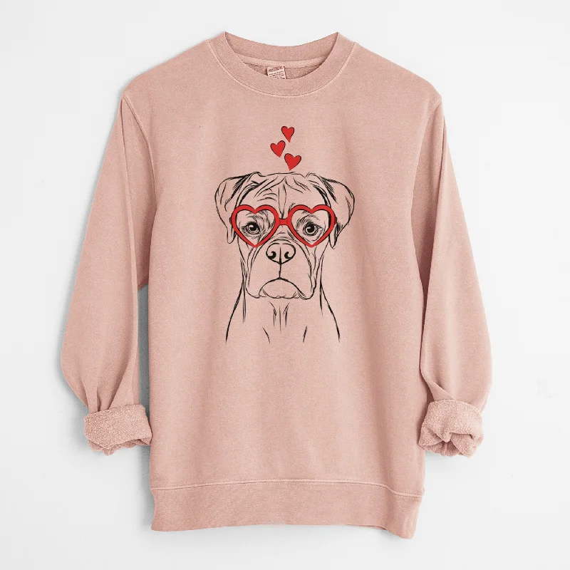 Valentine Reese the Boxer - Unisex Pigment Dyed Crew Sweatshirt Hoodie with Hem Detail Decorative Unique