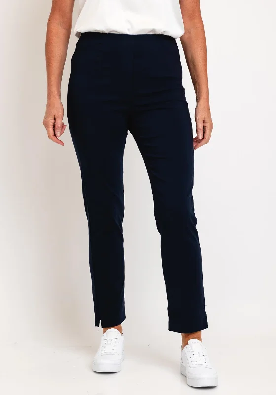 Leon Collection High Waist Slim Leg Trouser, Navy Trousers Sale Discount