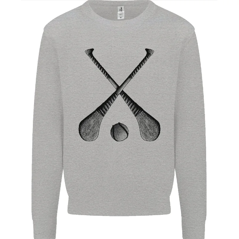 Hurling Sticks and Ball Mens Sweatshirt Jumper Hoodie with Strings Custom Fit Adjustable