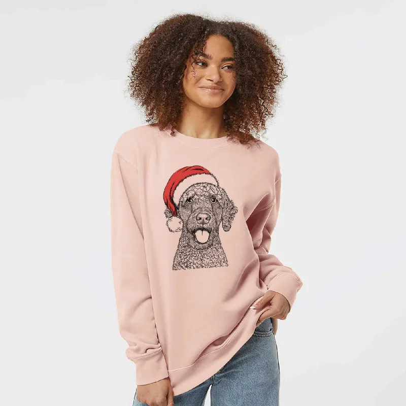 Santa Reina the Spanish Water Dog - Unisex Pigment Dyed Crew Sweatshirt Hoodie with Crew Neck Simple Timeless