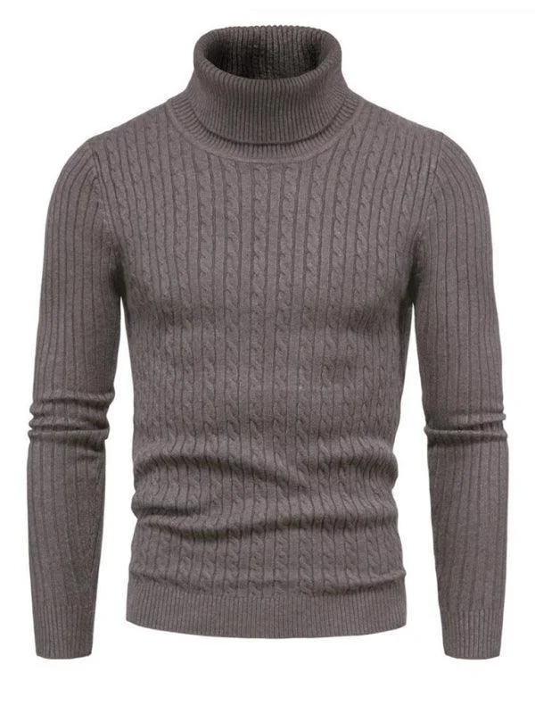 Cross-Border Slim Fit Turtleneck Men Sweater Toggled Drawstring Belted