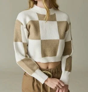 checkered board soft sweater Stylish Fashionable Trendy