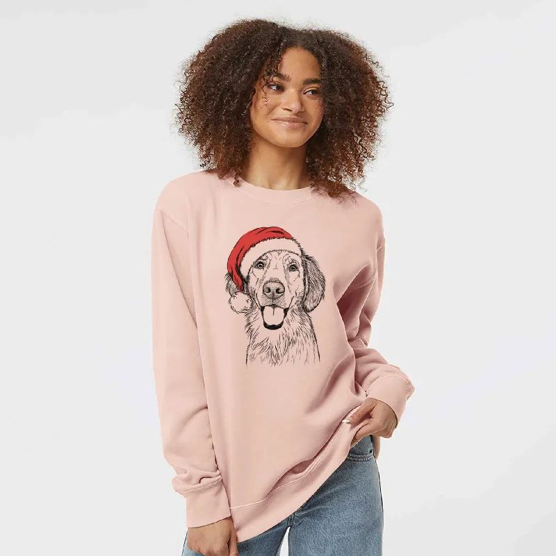 Santa Riley the Golden Retriever - Unisex Pigment Dyed Crew Sweatshirt Hoodie with Slim Fit Tailored Modern