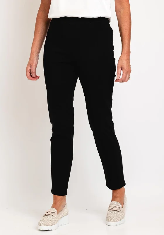 Natalia Collection High Waist Slim Leg Trouser, Black Trousers Modern Contemporary