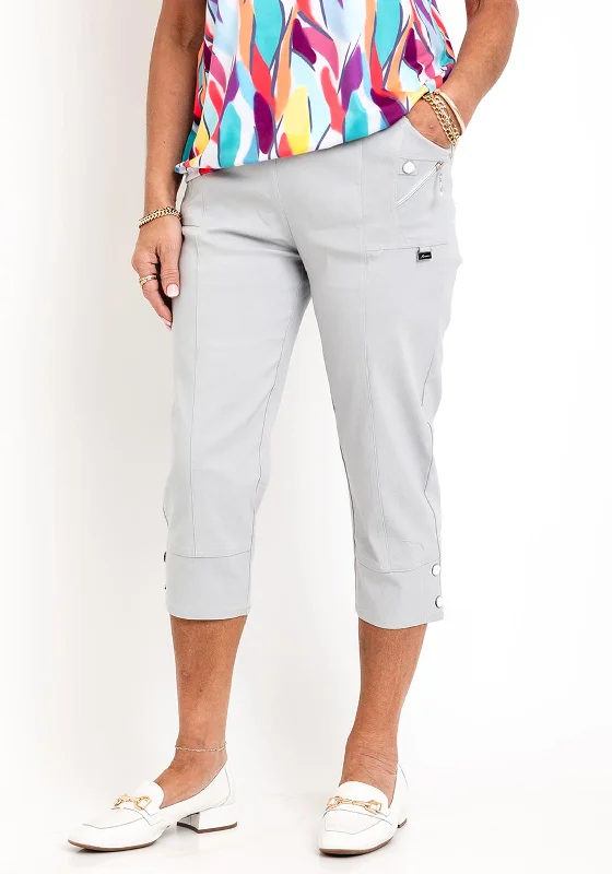 Natalia Collection Slim Leg Cropped Trousers, Silver Trousers versatile functional