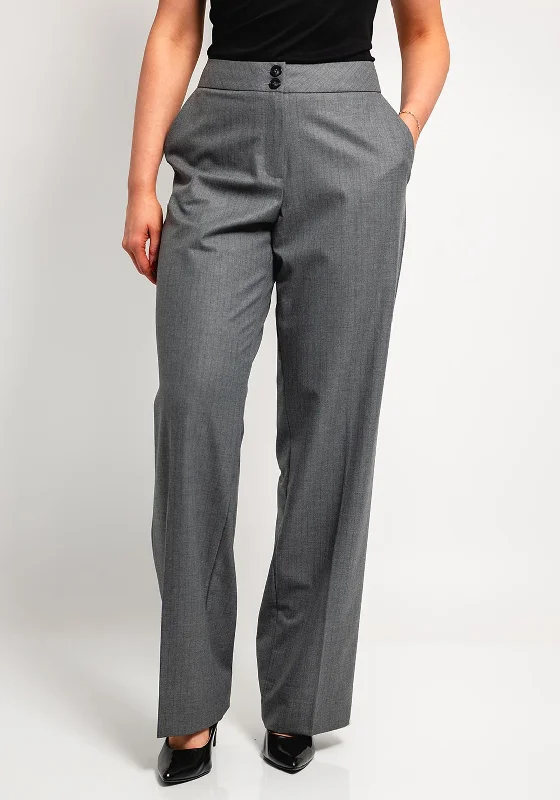 Eva Kayan Pinstripe Wide Leg Trousers, Grey Trousers Versatile Stylish