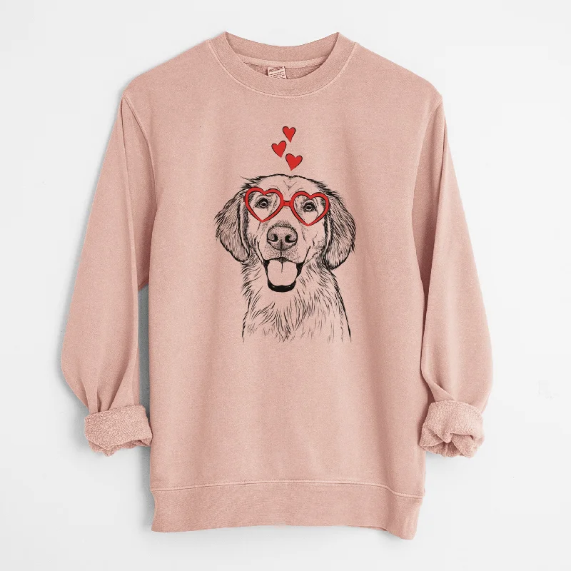 Valentine Riley the Golden Retriever - Unisex Pigment Dyed Crew Sweatshirt Hoodie with Gradient Ombre Colorful