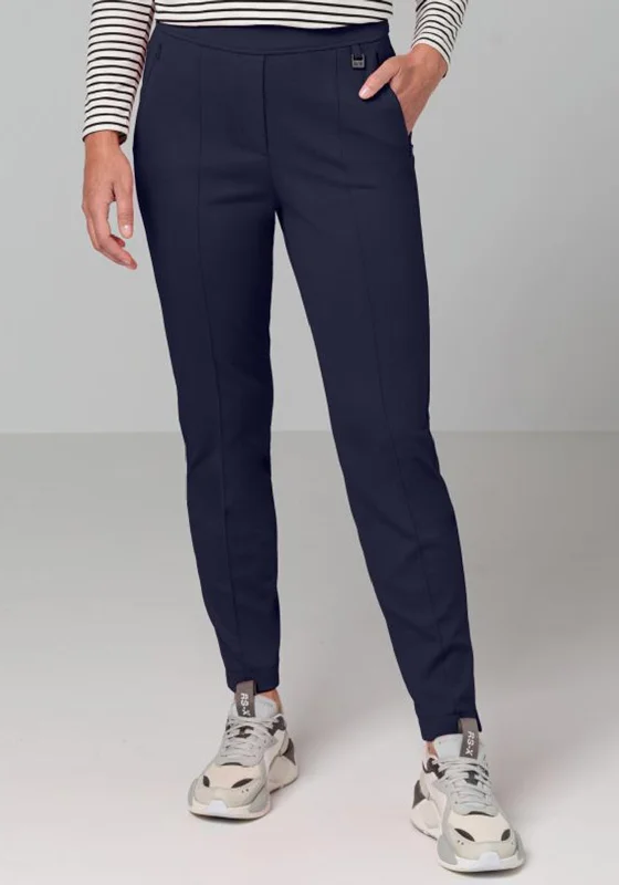 Bianca Siena Pintuck Slim Leg Trousers, Navy Trousers versatile all-occasion