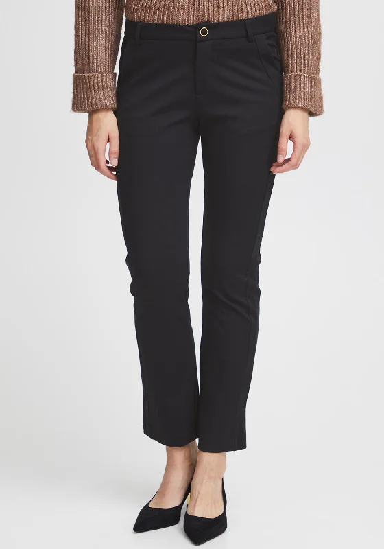 Fransa Lano Kick Flare Trouser, Black Trousers Culottes Wide Leg
