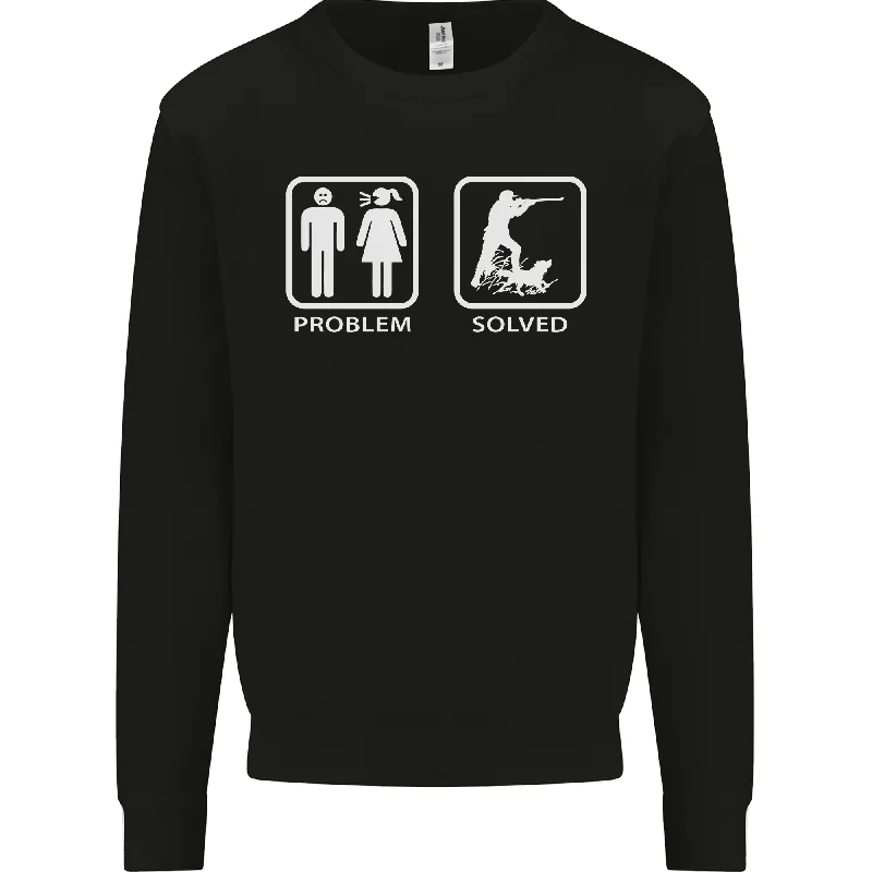 Hunting Problem Solved Funny Hunter Mens Sweatshirt Jumper Hoodie with Drawstring Waist Adjustable Fitted