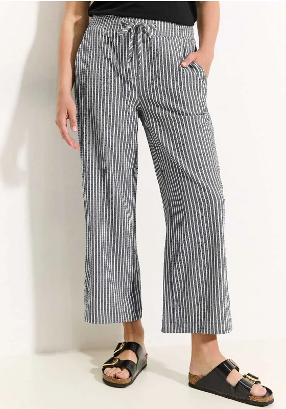 Cecil Striped 7/8th Trousers, Universal Blue Trousers Summer Linen