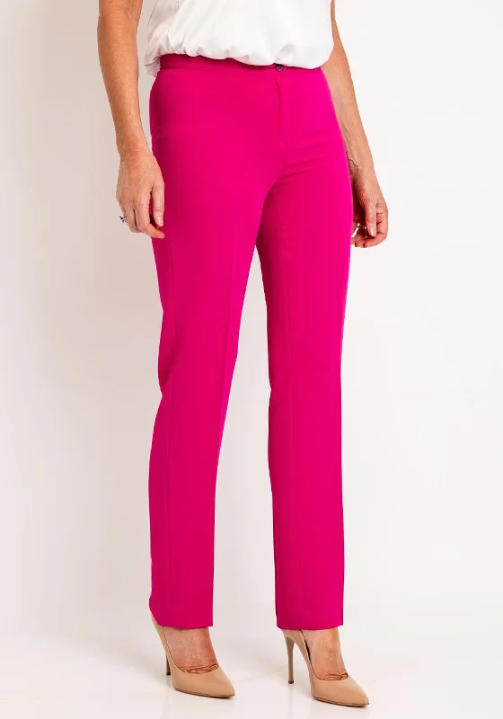 Christina Felix Tailored Straight Leg Trousers, Fuchsia High Waist Slim Fit Ankle Length