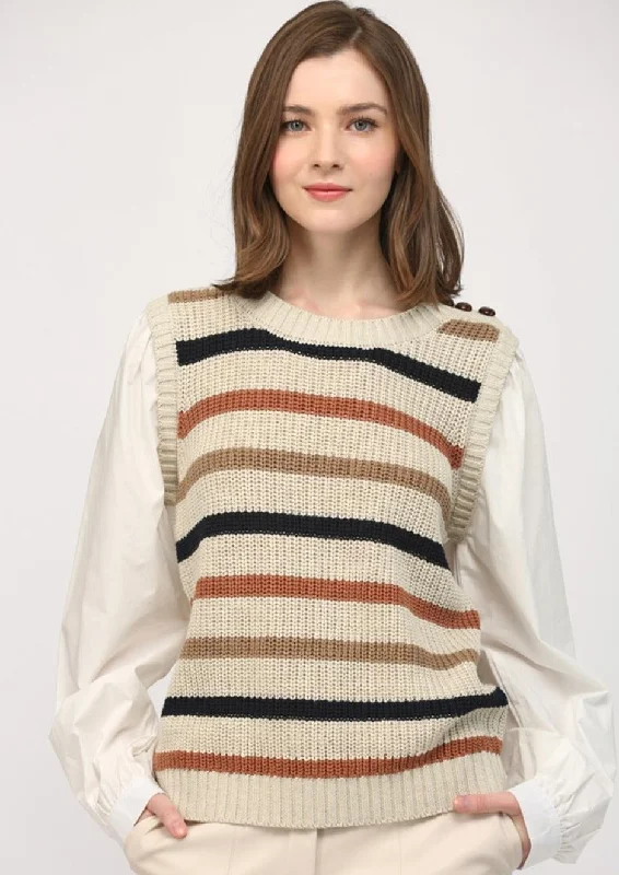 layered shirt stripe sweater Fitted Loose Oversized