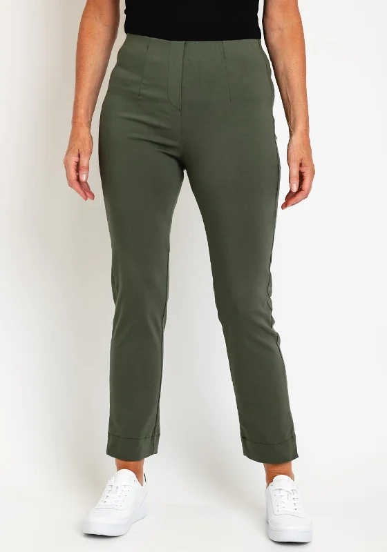 Leon Collection High Waist Slim Leg Trouser, Khaki Trousers Lace Delicate