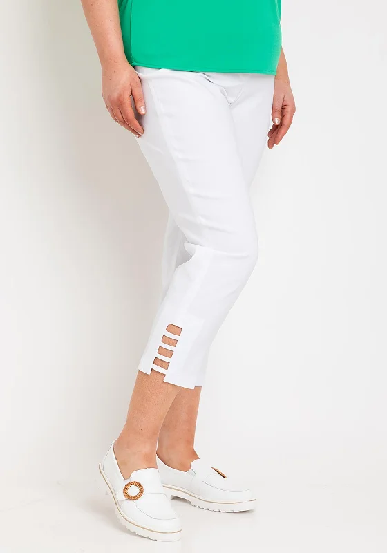 Robell Lena Slim Fit Stretch Cropped Trousers, Off-White Trousers Running Lightweight