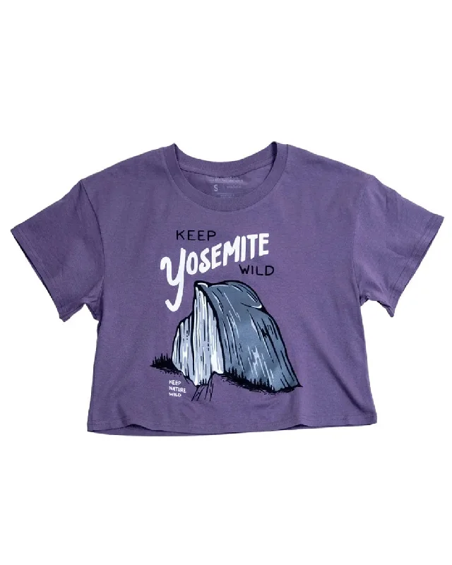 Keep Yosemite Wild Women's Crop Top | Mauve Wool Fabric Cashmere Fabric Tweed Fabric