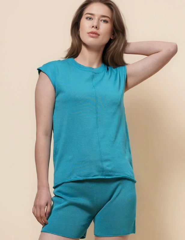 Round Neck Top Shorts Knit 2PCS Sweater Set SKST41246 Wool Fabric Cashmere Fabric Tweed Fabric
