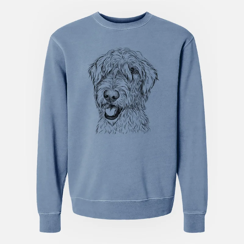 Bare Ragnar the Irish Wolfhound - Unisex Pigment Dyed Crew Sweatshirt Hoodie with Tied Waist Feminine Flattering