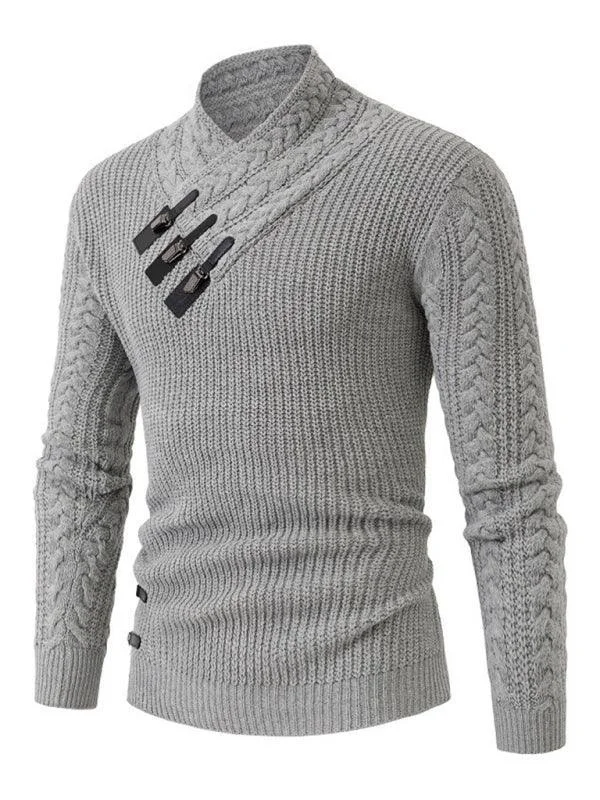 Warm Men Turtleneck Pullover Sweater Cotton Fabric Linen Fabric Terry Fabric