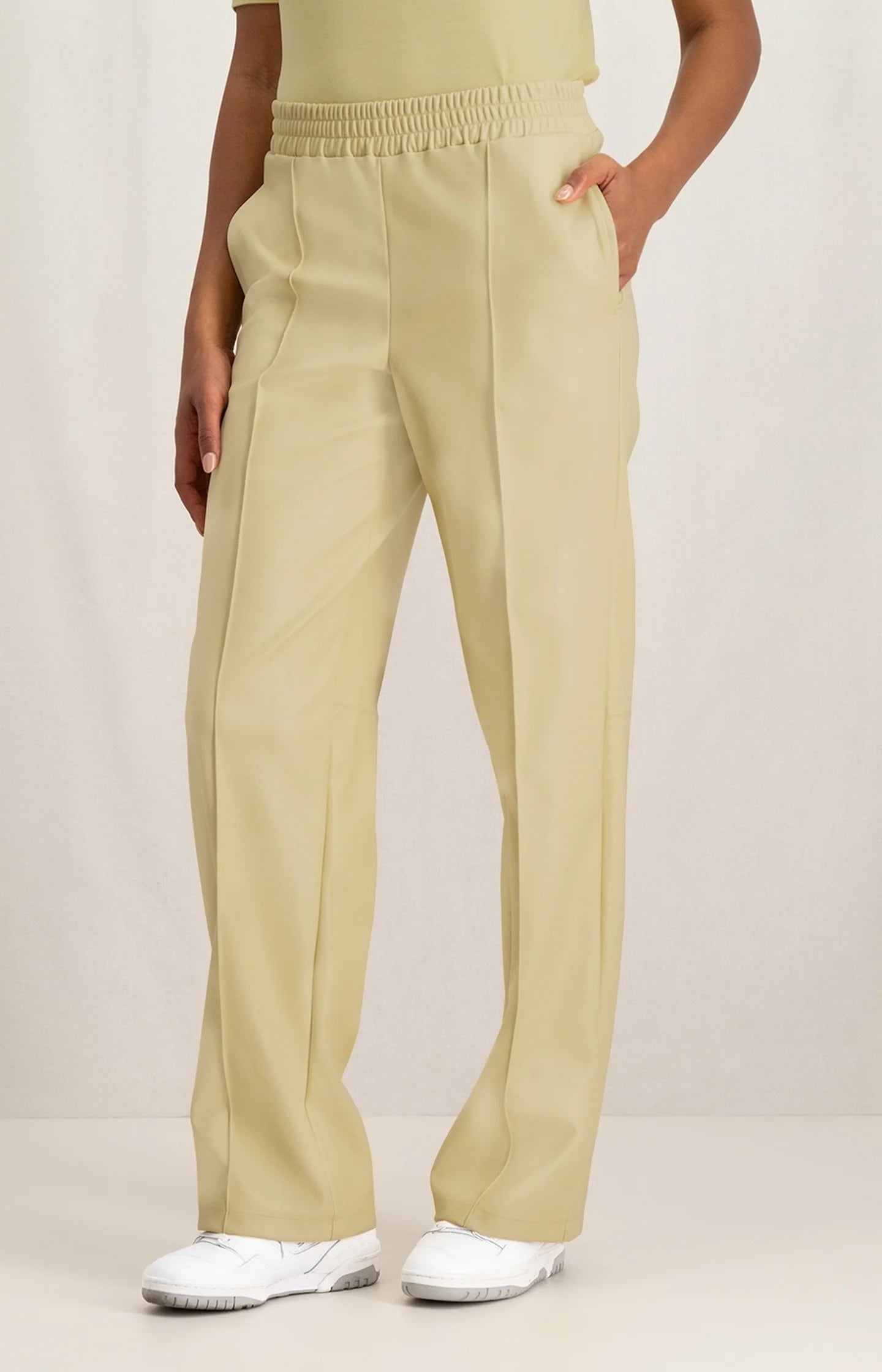 YAYA Faux Leather Wide Leg Trousers, Parsnip Yellow Trousers Review Highly