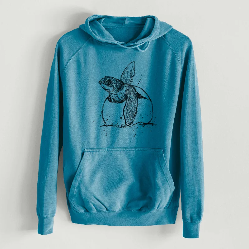 Leatherback Turtle Hatching  - Mid-Weight Unisex Vintage 100% Cotton Hoodie Hoodie with Hem Applique Textured Unique