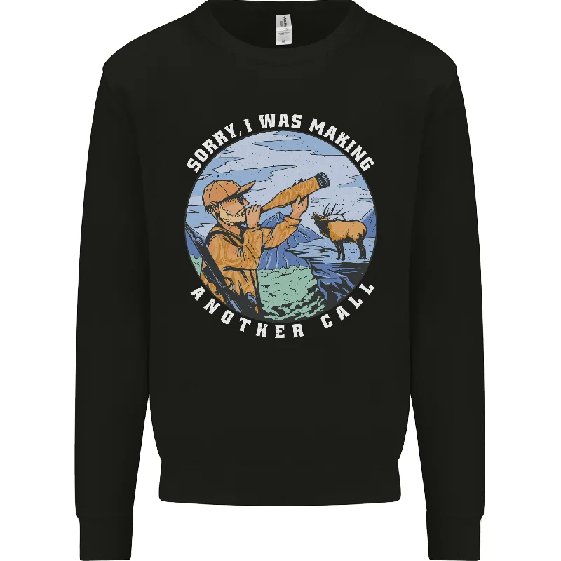 Hunting Making Another Call Hunter Funny Mens Sweatshirt Jumper Hoodie with Exposed Zipper Edgy Industrial