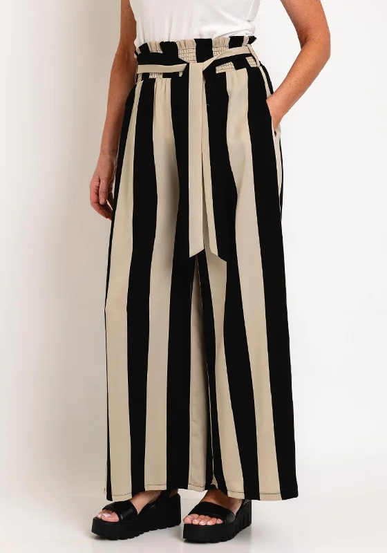 Malissa J One Size Wide Leg Striped Trousers, Mushroom Trousers Culottes Wide Leg