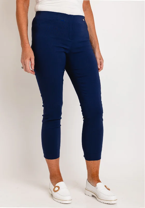 Robell Rose 09 Ankle Grazer Trousers, Indigo Blue Trousers Spring Floral