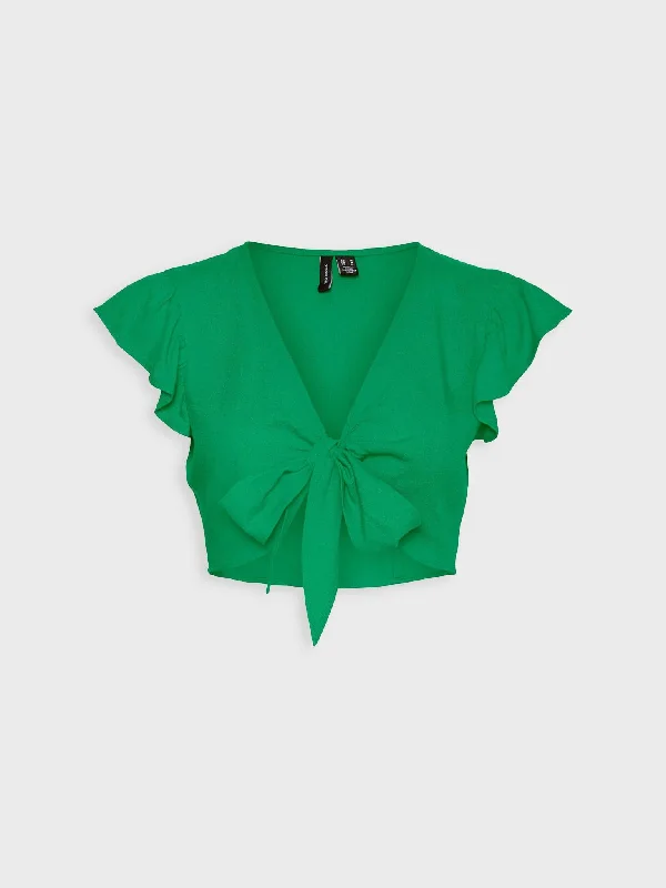 Γυναικείο crop top VMMYMILO SL CROP TIE TOP 10282510 | 10282510 Chenille Blend Fleece Blend Nylon Blend
